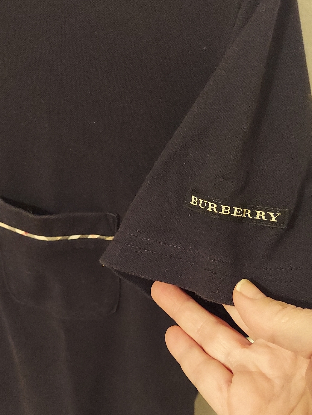 Burberry Golf Polo Shirt, Size XL, Black, Short Sleeves, Front Pocket - Picture 5 of 10
